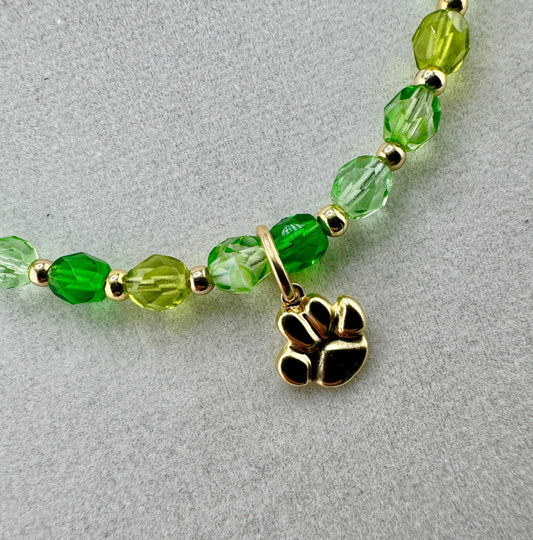 Green Paw Print Necklace 16"