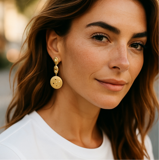 18K Gold-plated Earrings with Mystical Star Charms 1.75”