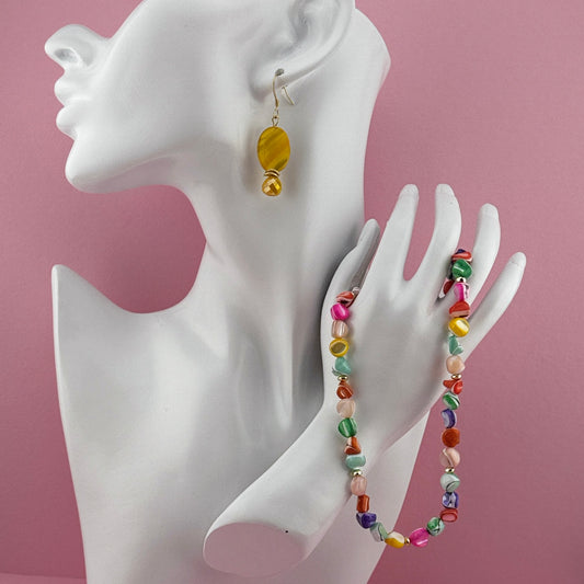 Multicolor Gemstone Necklace 16"