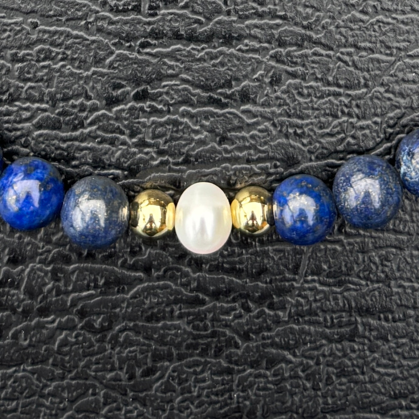 Lapis Lazuli, Pearl, & Gold Necklace 18"