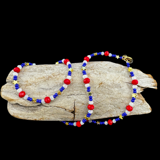 Mini-Star Czech Bead & Seed Bead  Necklace 18”