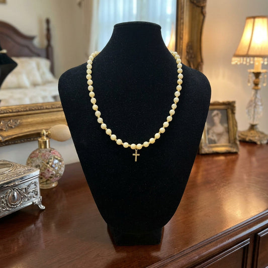 Necklace | Yellow Minimalistic Cross | 16" with 2" Extension