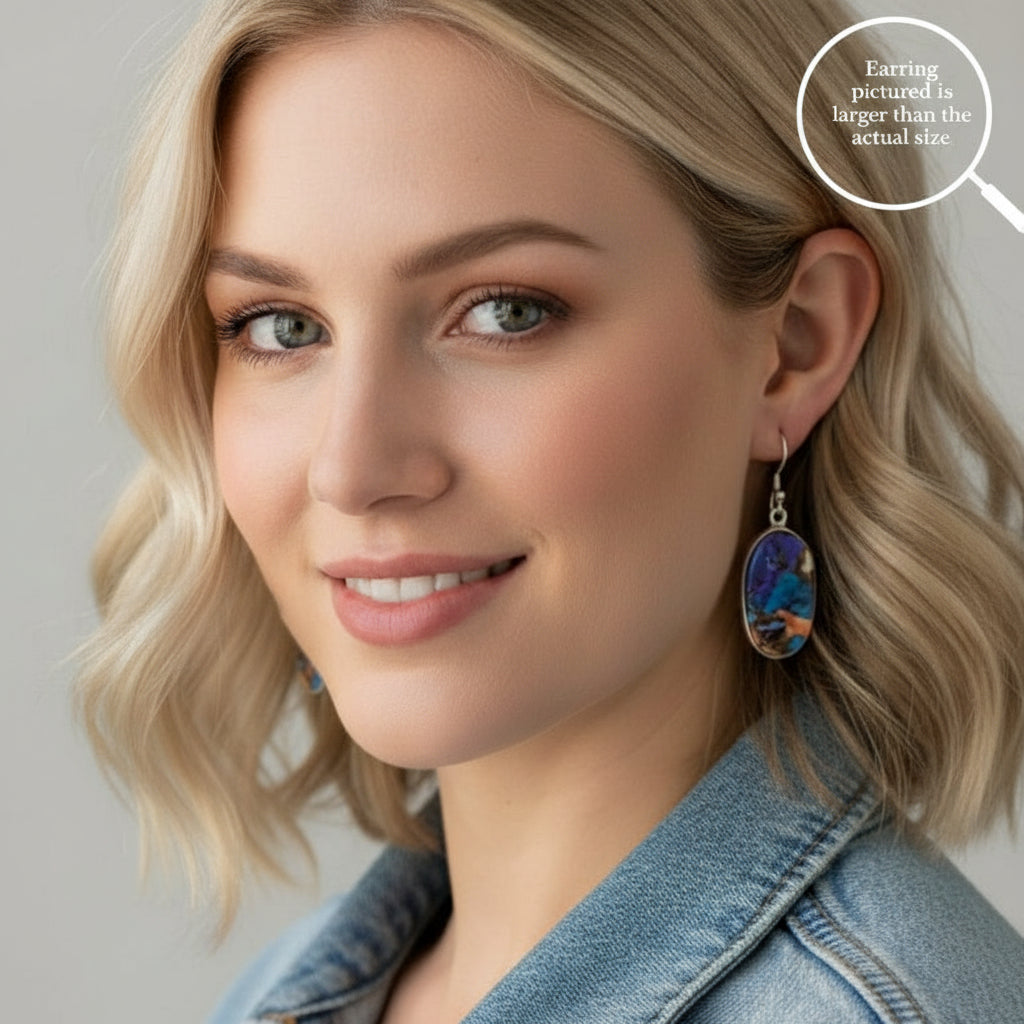 Earring | Boulder Opal Gemstone | Sterling Silver | 1.5"