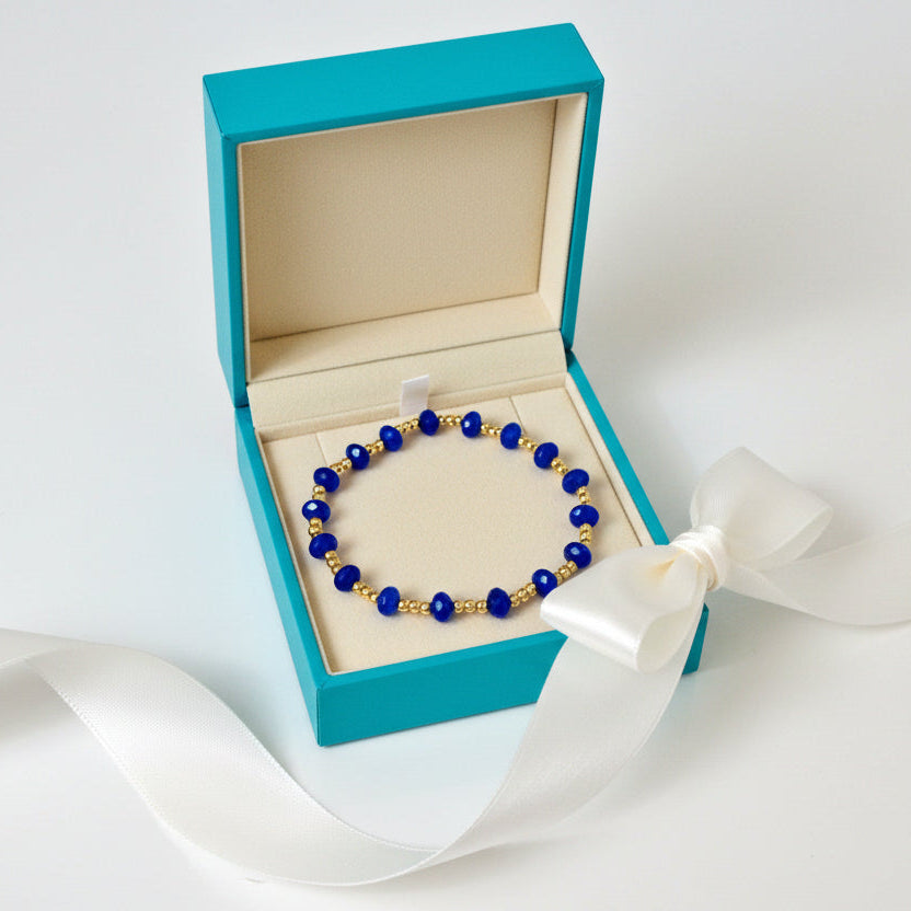 Bracelet | Minimalist | Blue Sapphire | 18K Goldfilled | Stretch