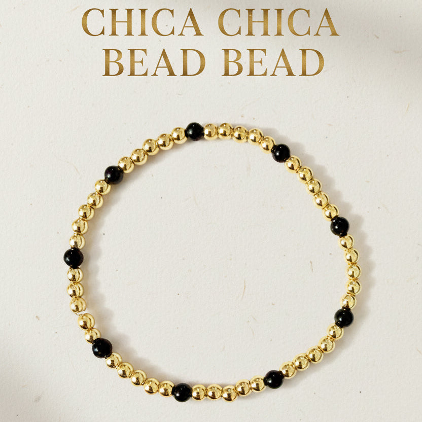 Bracelet | Minimalist | Black Onyx | 18K Goldfilled | Stretch