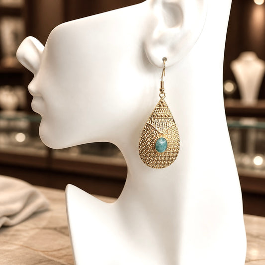 Earring | Amazonite | 18K Gold-Plate | Teardrop | 2.5”