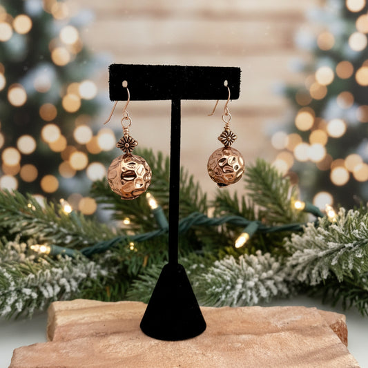 Earrings | Unique Copper Balls | Decorative Copper-plated Bead | 2"