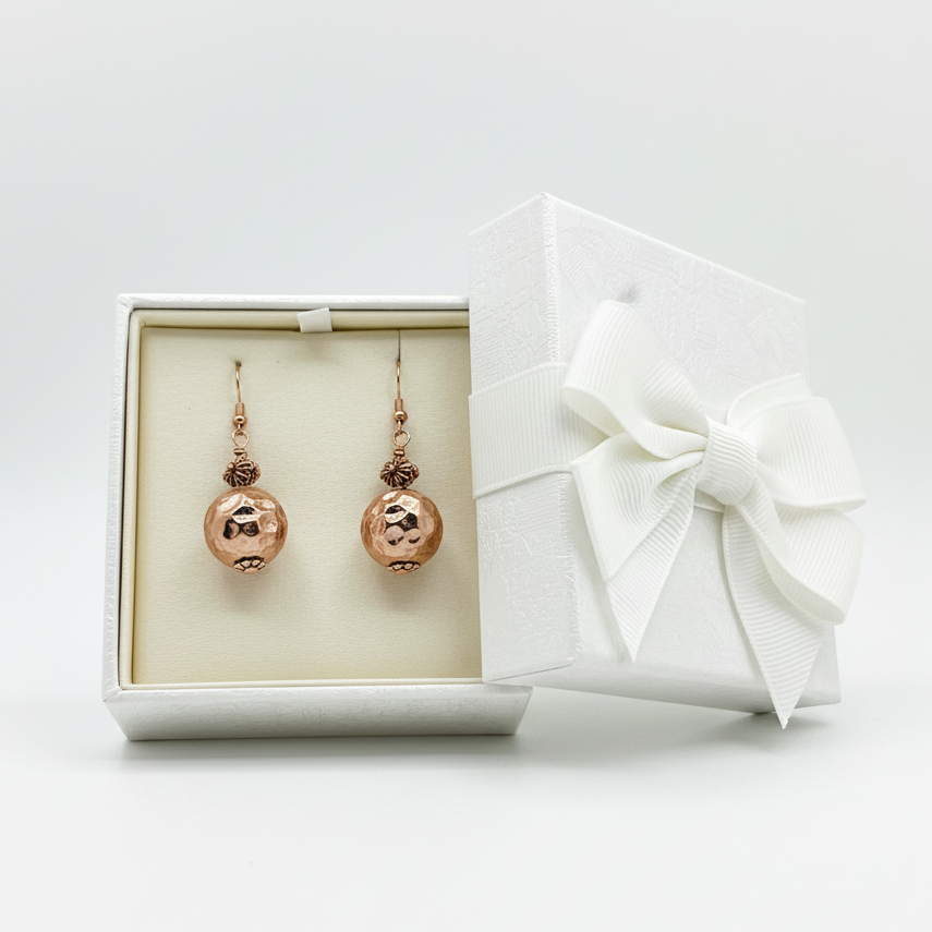 Earrings | Unique Copper Balls | Decorative Copper-plated Bead | 2"