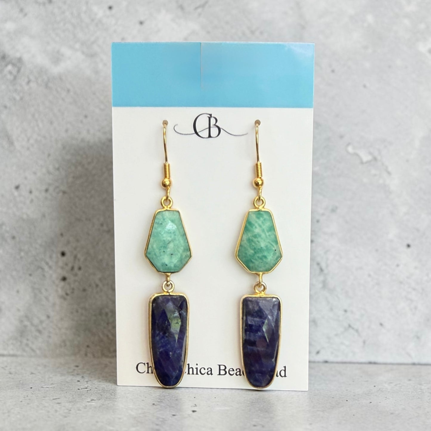 Earrings | Amazonite | Lapis | 18K Gold-Plate | 2.75