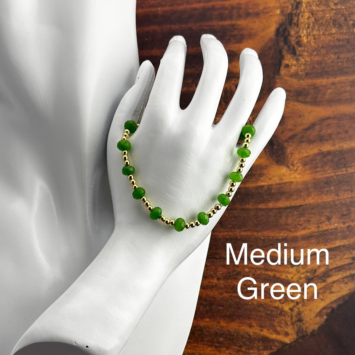 18K Gold-filled Bracelets with Faceted Glass Rondell