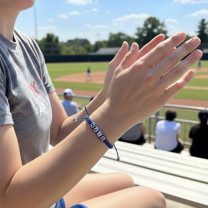 Bracelets | Macrame | 4 Block Letters | Nats Team | One Size Fits Most