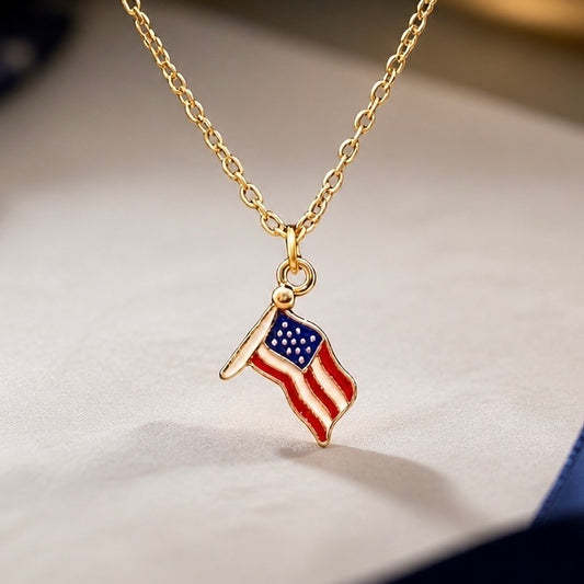 Multi Minimalist Chain Necklace with Enamel Flag Charm | 18"
