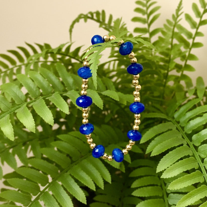 Bracelet | Minimalist | Blue Sapphire | 18K Goldfilled | Stretch