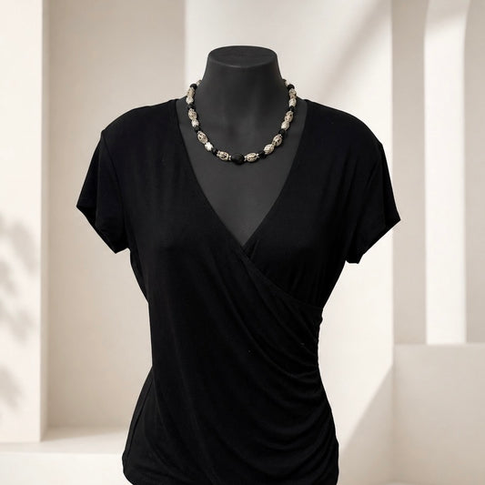 Dalmation Jasper & Onyx Necklace | 16" with 2" Extention