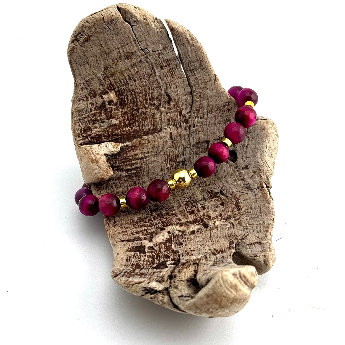 Tigereye Gemstones | 18K Gold-filled Bead | 18K Gold-plated Discs | Bracelet