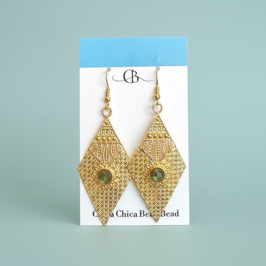 Earring | Labradorite | 18K Gold-Plate | Kite Shape | 2.75