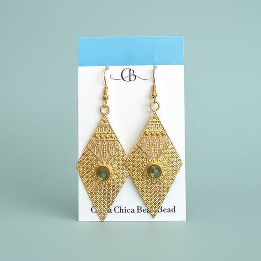 Earring | Labradorite | 18K Gold-Plate | Kite Shape | 2.75