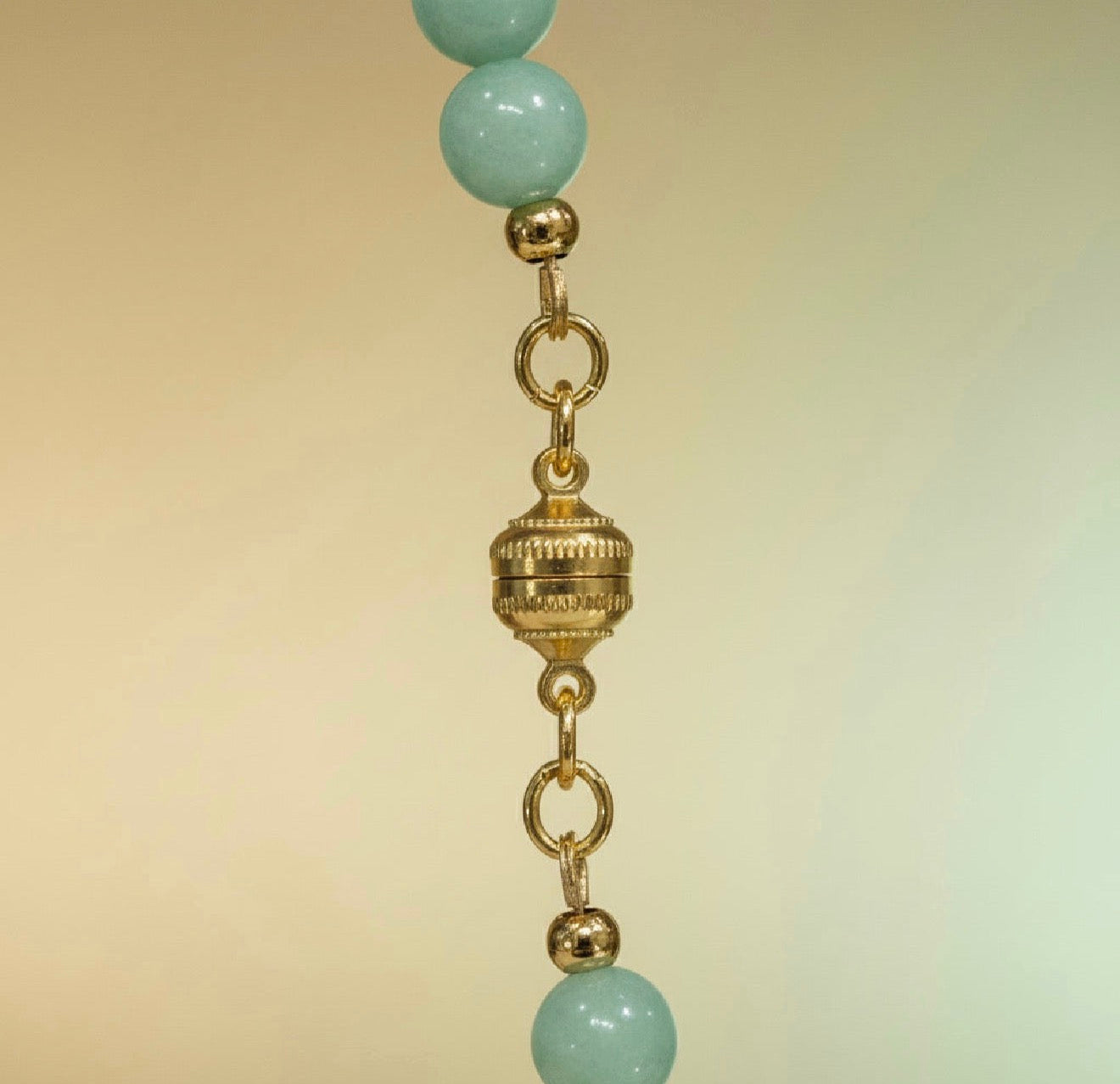 Green Jade Necklace featuring a Beautiful Carved Amazonite Pendant 16” with 2” Extension