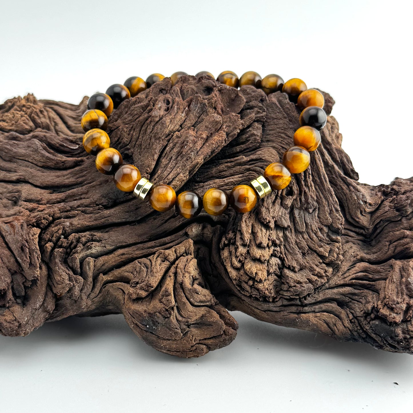 Brown Tigereye Gemstones | 18K Gold-plated Spacer Discs | Unisex