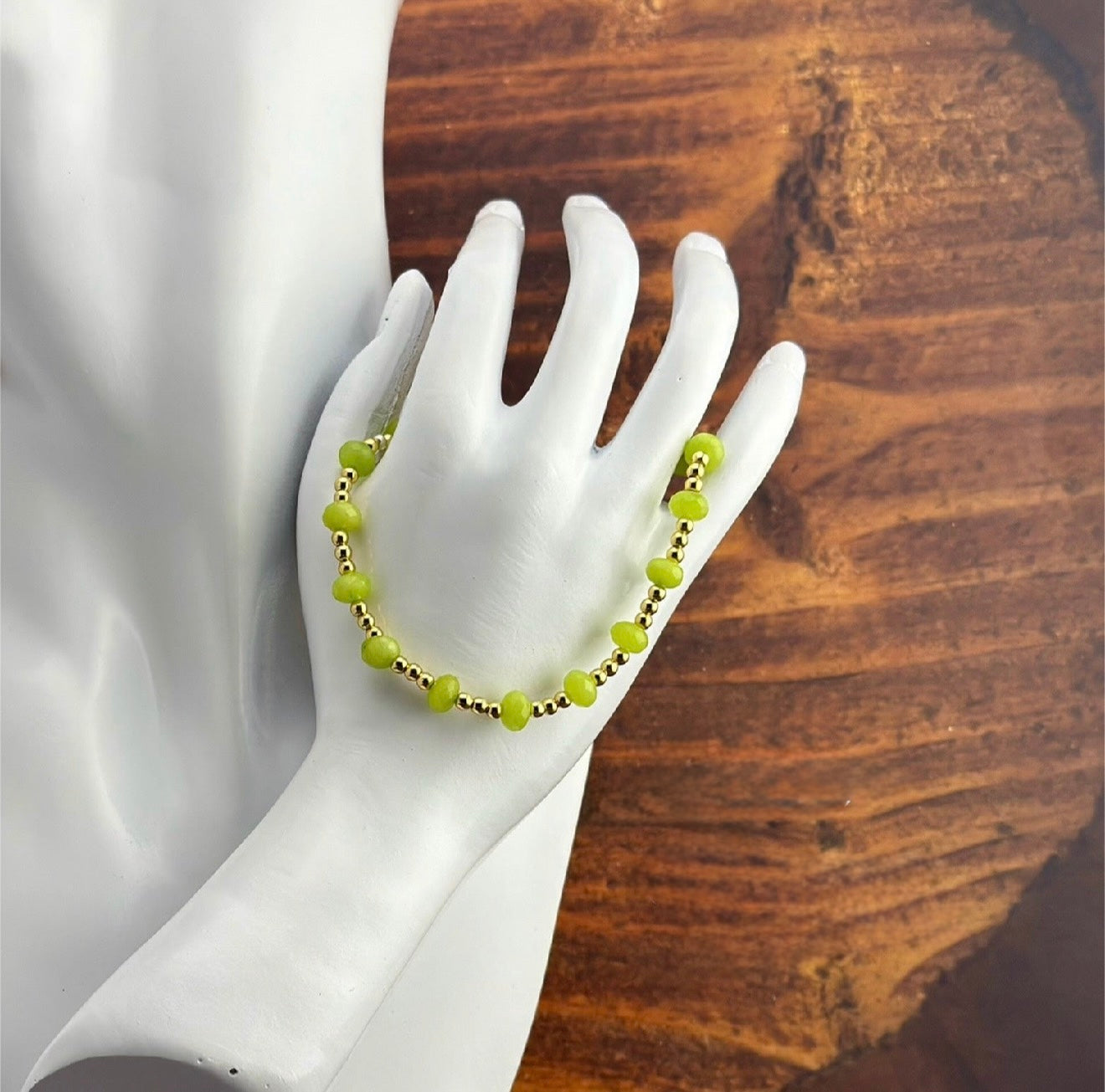 Bracelet | Minimalist | Lime Green | 18K Goldfilled | Stretch