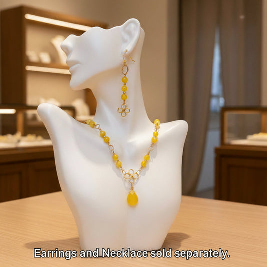 Yellow Jade Necklace with Teardrop Pendant