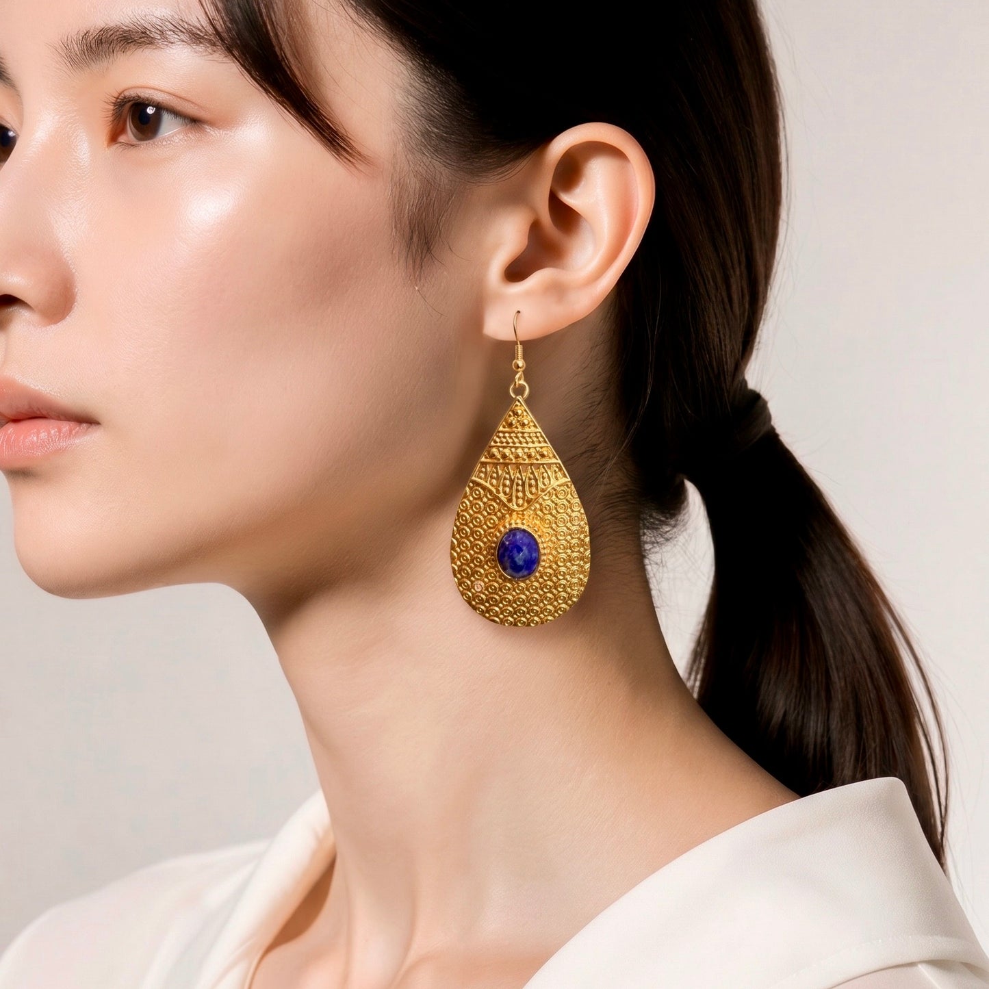Earring | Lapis | 18K Gold-Plate | Teardrop | 2.5”