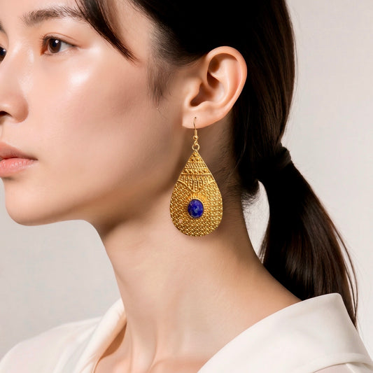 Earring | Lapis | 18K Gold-Plate | Teardrop | 2.5”