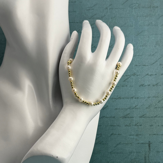 18K Gold-filled Bracelets with Freshwater pearls