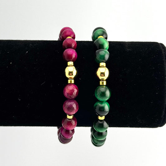 Tigereye Gemstones | 18K Gold-filled Bead | 18K Gold-plated Discs | Bracelet