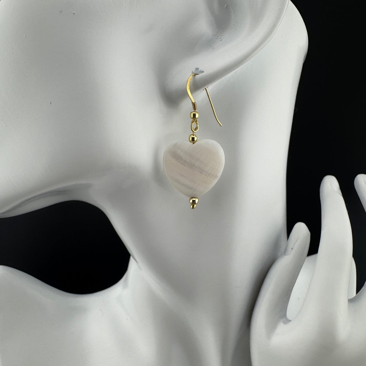 Heart Mother of Pearl Earrings 1.5”