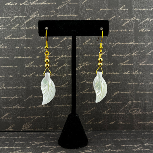 Mother of Pearl Leaf Earrings 3”