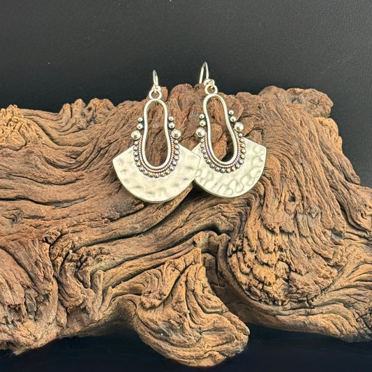 Stunning Silver Fan Earrings 2"