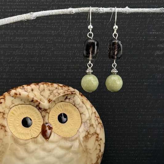 Green Jade Dangle Earrings 2”