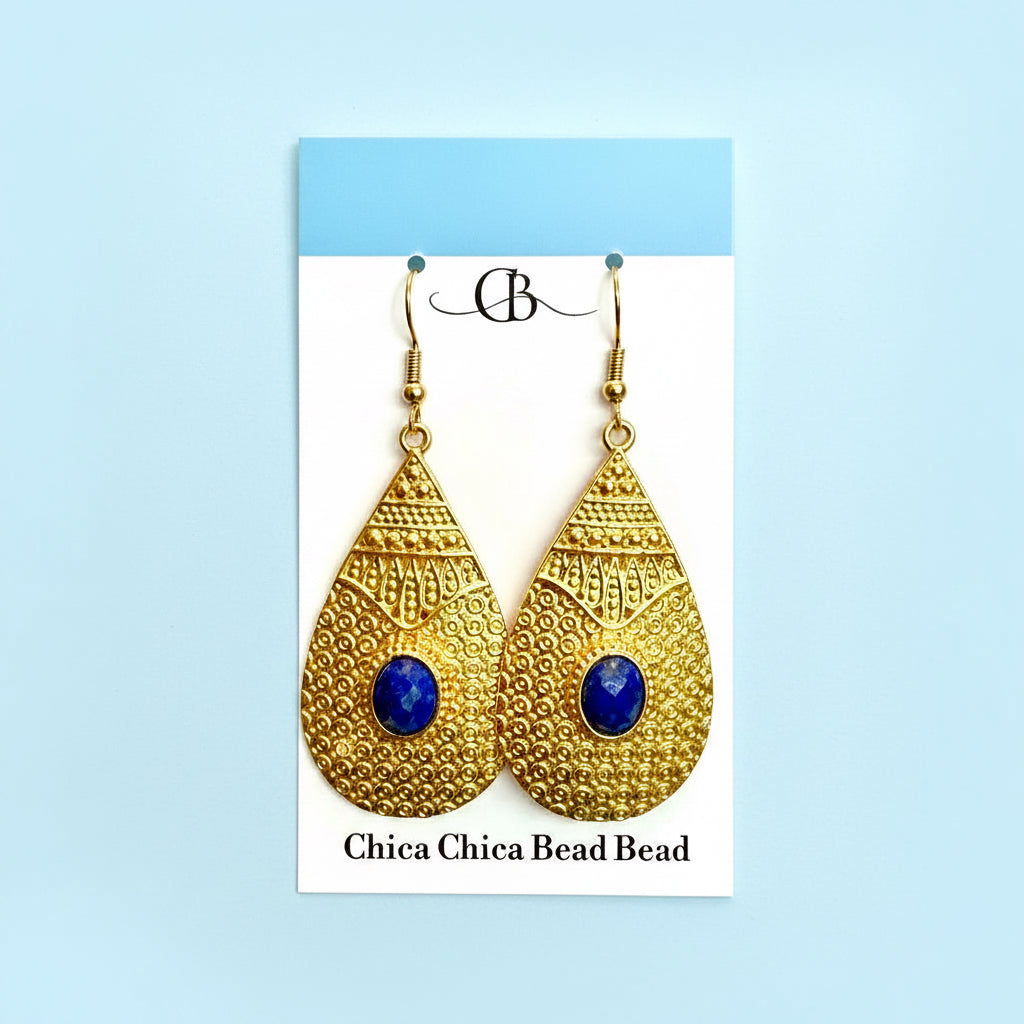 Earring | Lapis | 18K Gold-Plate | Teardrop | 2.5”