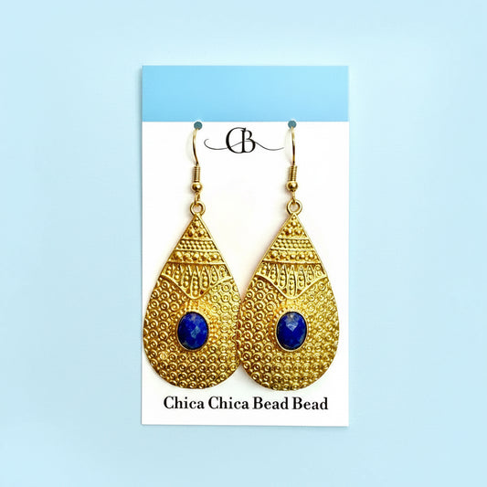 Earring | Lapis | 18K Gold-Plate | Teardrop | 2.5”