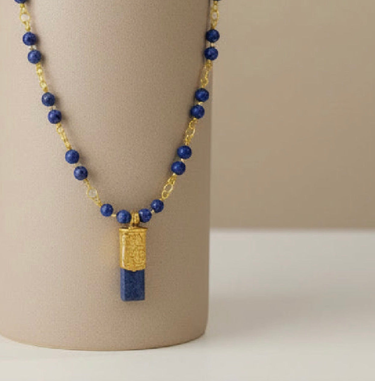 Necklace | Lapis Lazuli Gemstone | Wire-Wrapped by CiCi | Egyptian Inspired Pendant | 17.5”