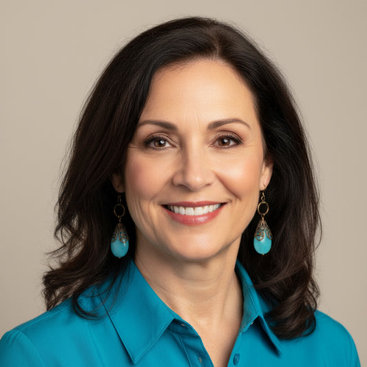 Earrings | Blue Chalcedony Gemstones | Antique Copper Finding  | 2.25"