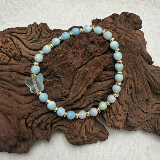 Blue Bracelet with Blue Butterfly | Stretch