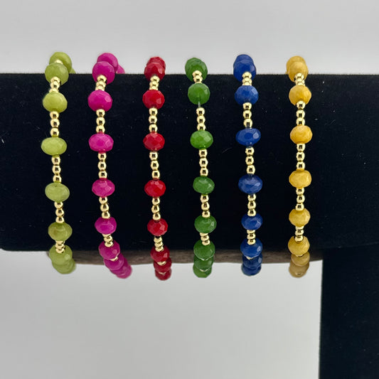 18K Gold-filled Bracelets with Faceted Glass Rondell