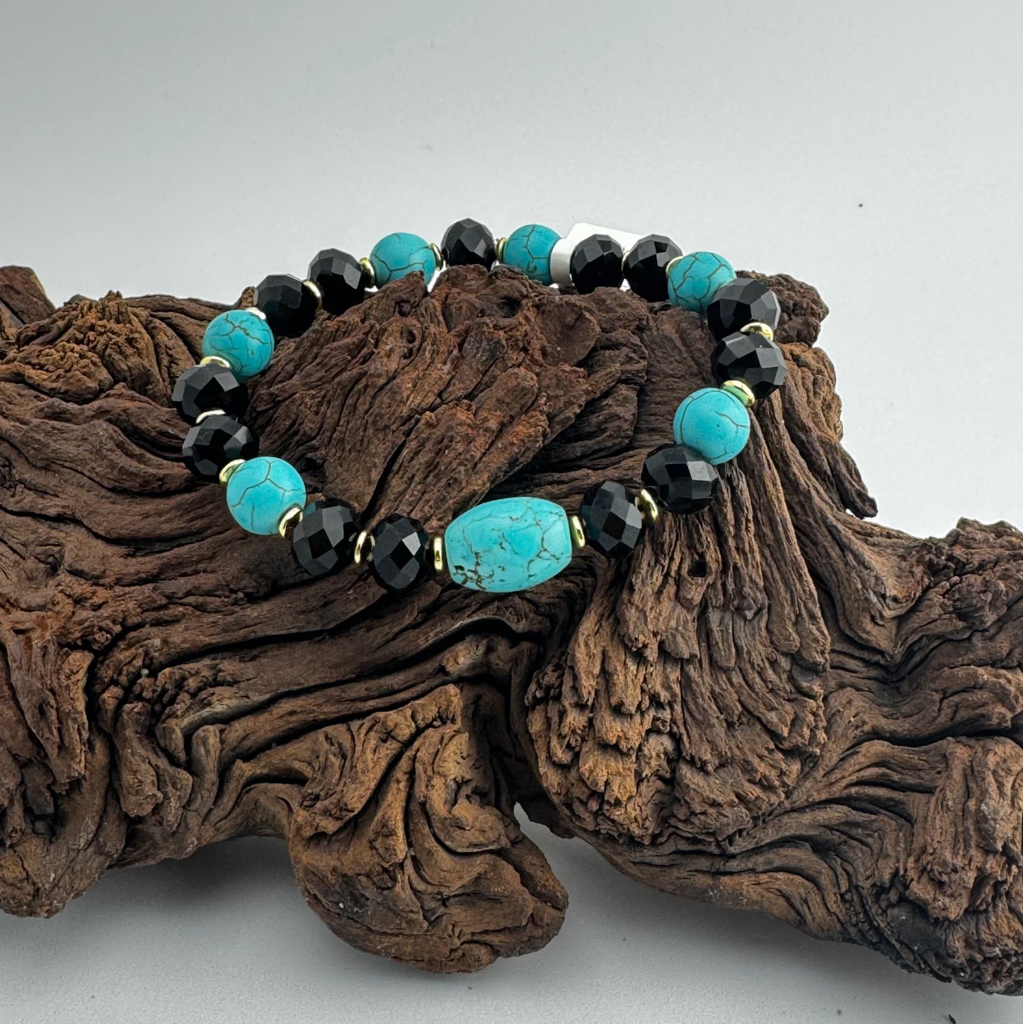 Turquoise Magnesite | and Onyx Gemstones  | Bracelet