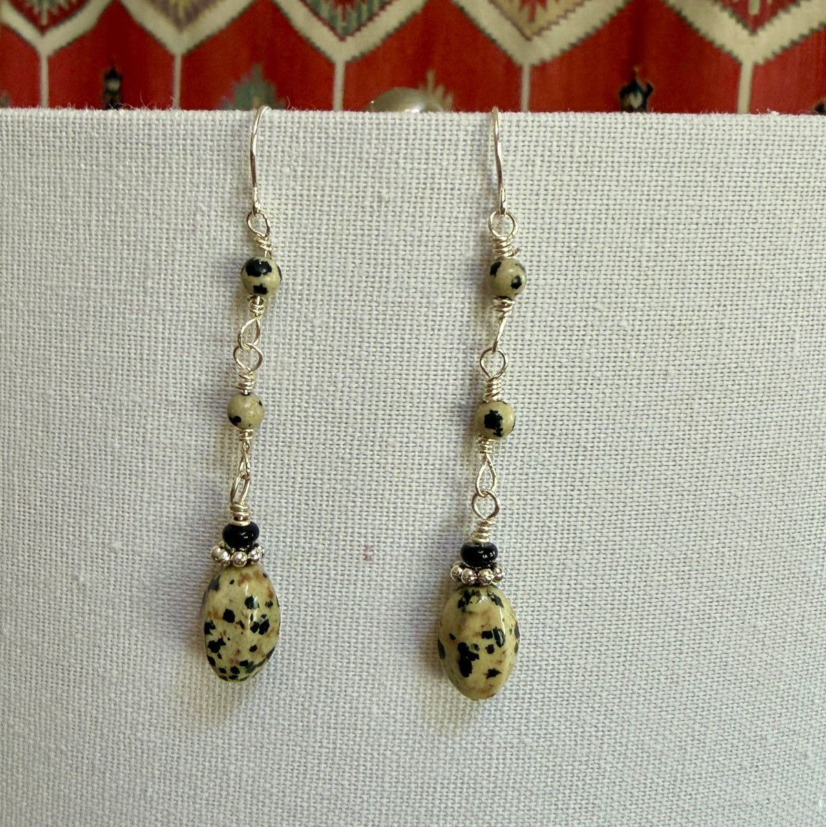 Dalmation Jasper & Onyx Earrings | 2.75"