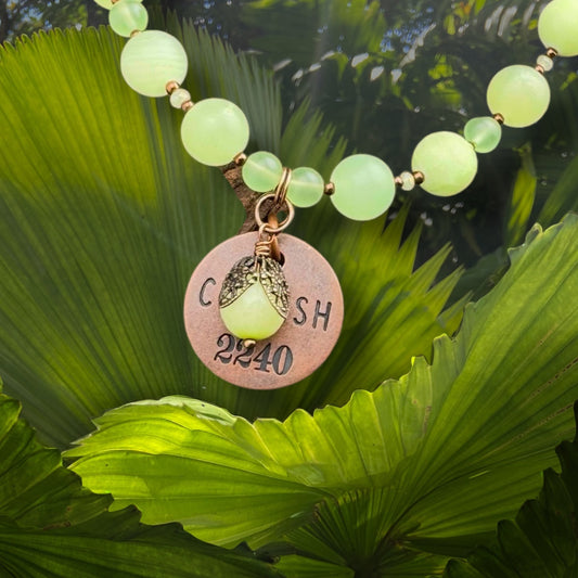 Green Chalcedony Gemstone and copper Necklace 28”
