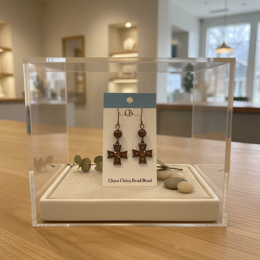 Earrings | Antique Bronze |Rustic | Cross | 2.25