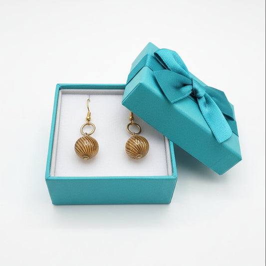 Earrings | Lampwork Beads | Transparent brown with Swirl Lines L | 1.75"