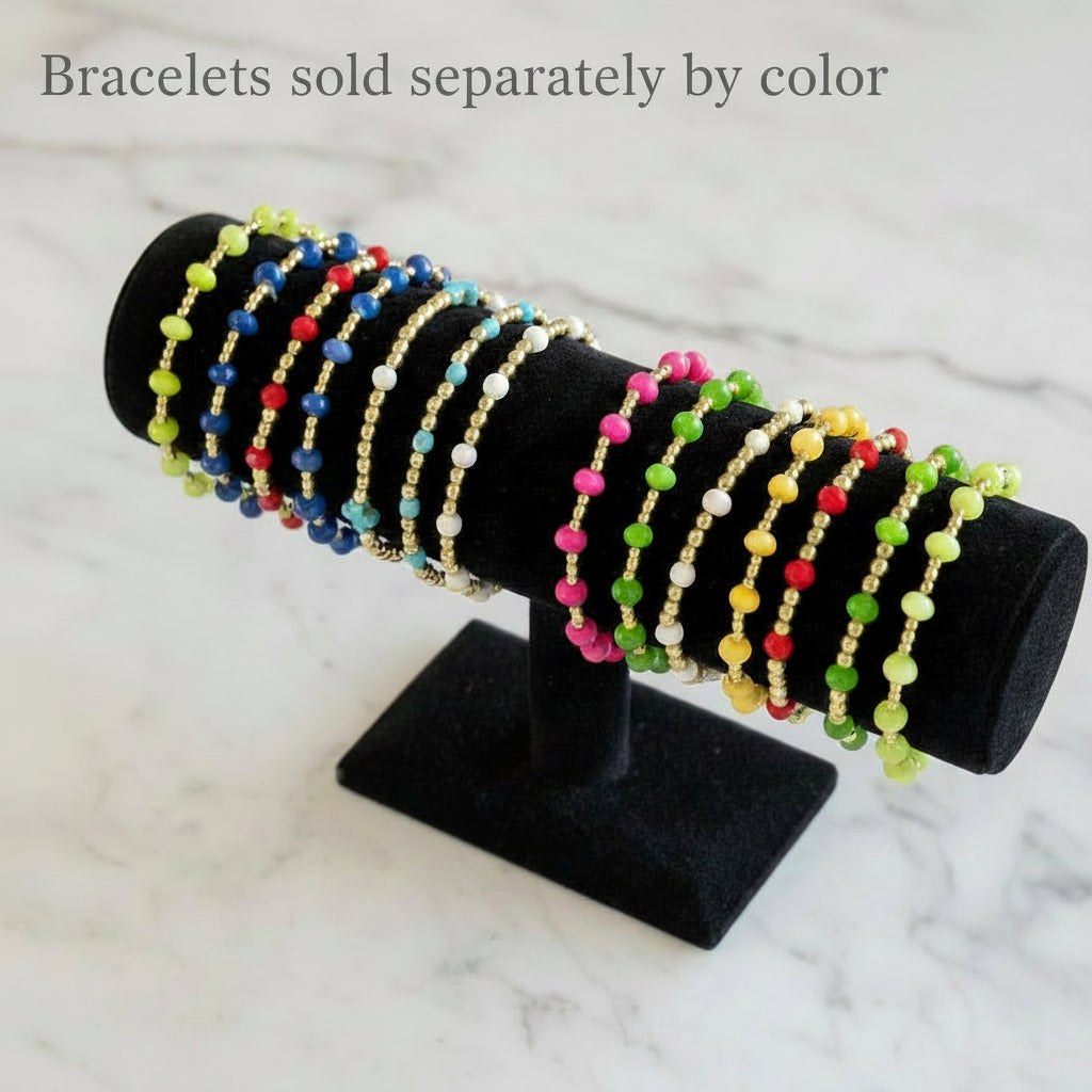 Bracelet | Minimalist | Lime Green | 18K Goldfilled | Stretch