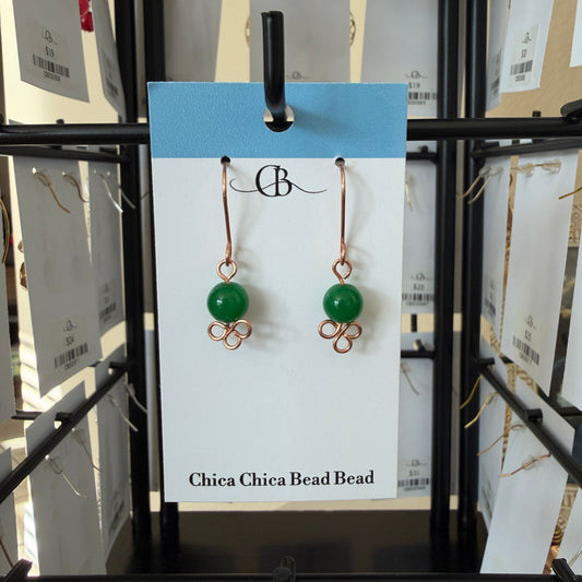 Earrings | Green Jade | Wire Wrapped Trio | 1.5”