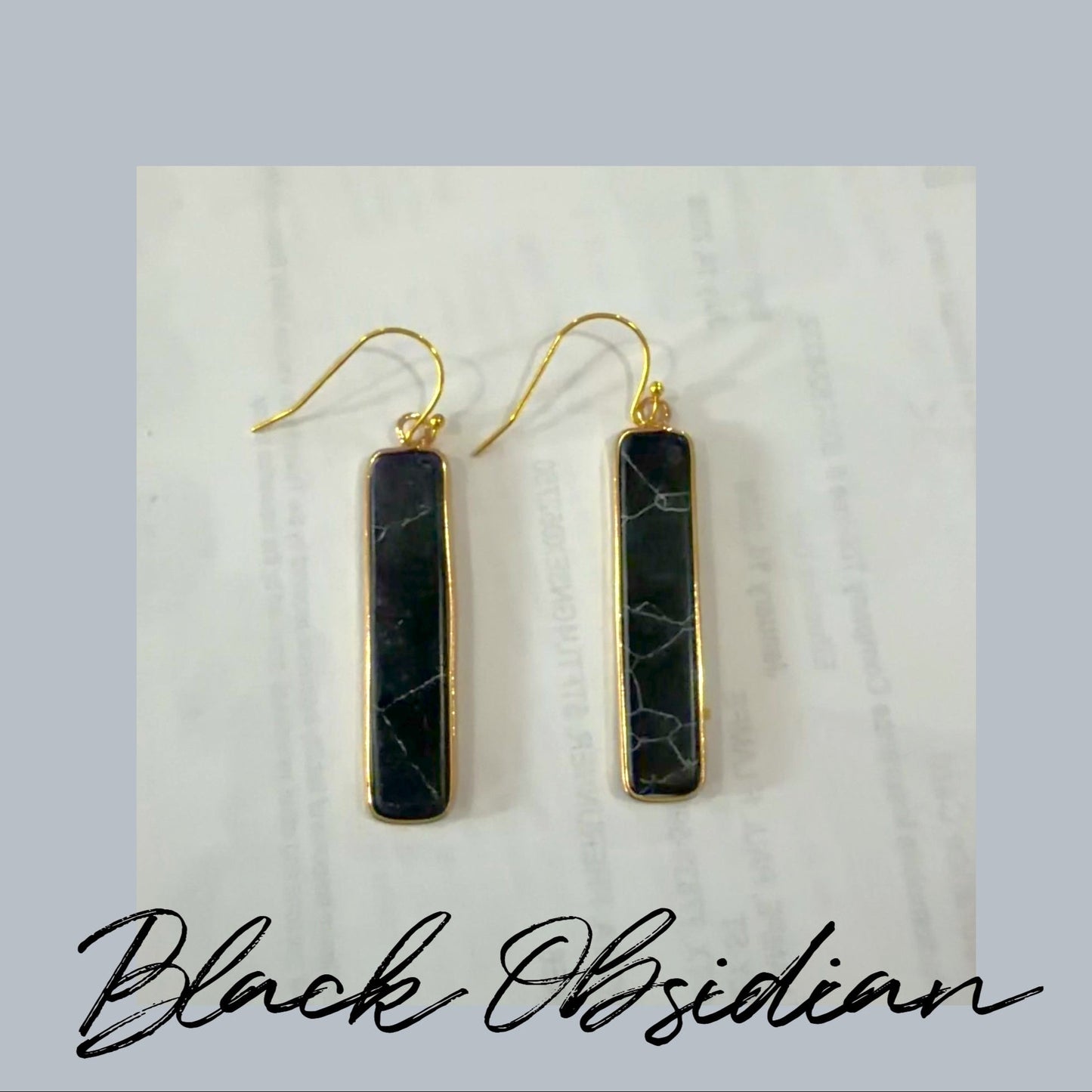 Earrings | Black Obsidian | 18K Gold-filled | 2”