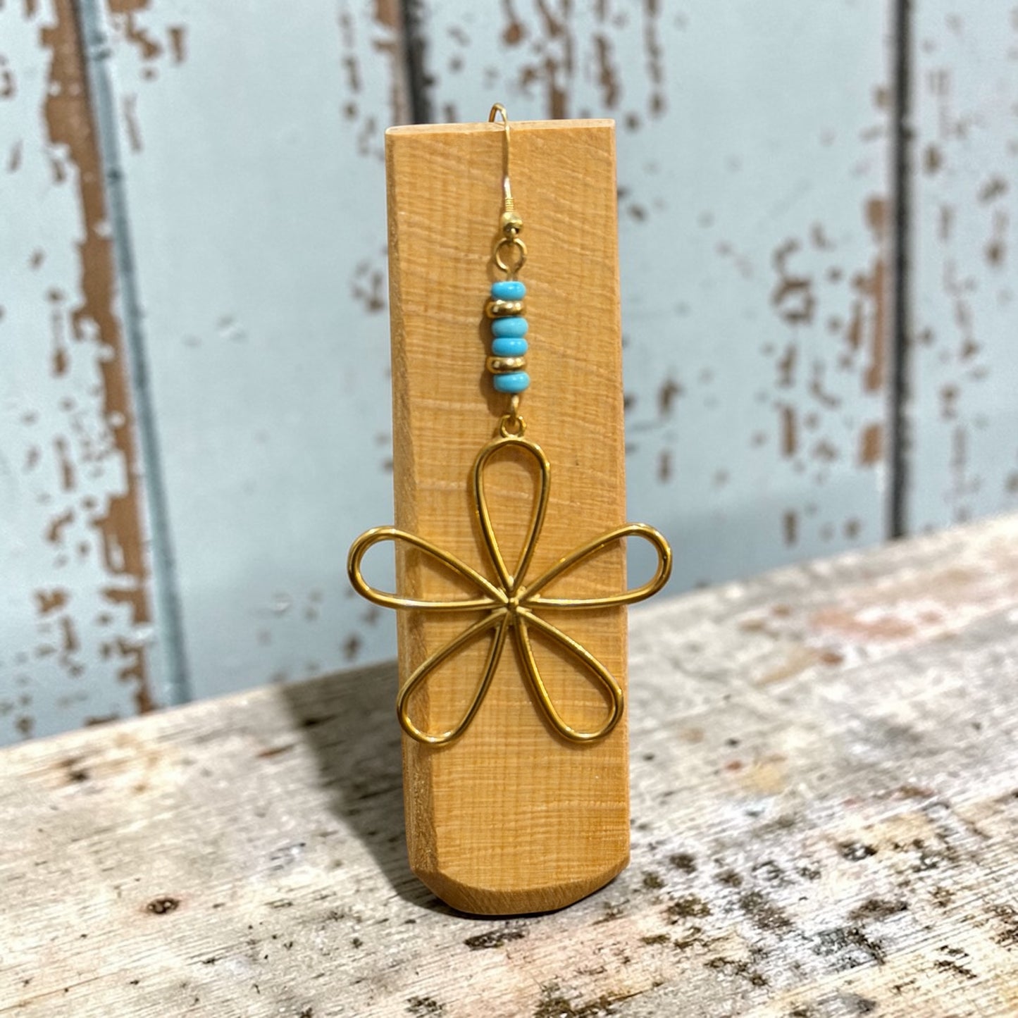 Flower Power Brass Earrings 3”