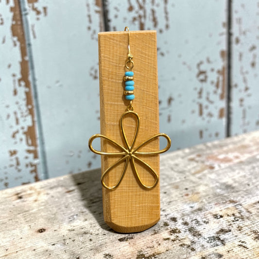 Flower Power Brass Earrings 3”