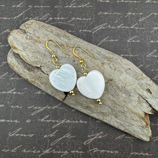 Heart Mother of Pearl Earrings 1.5”
